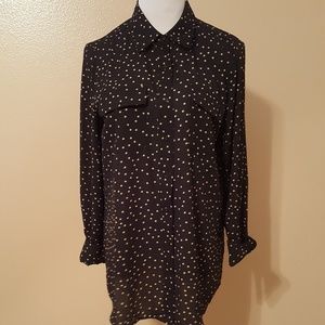 [ Who what wear ] black polka dot button up blouse